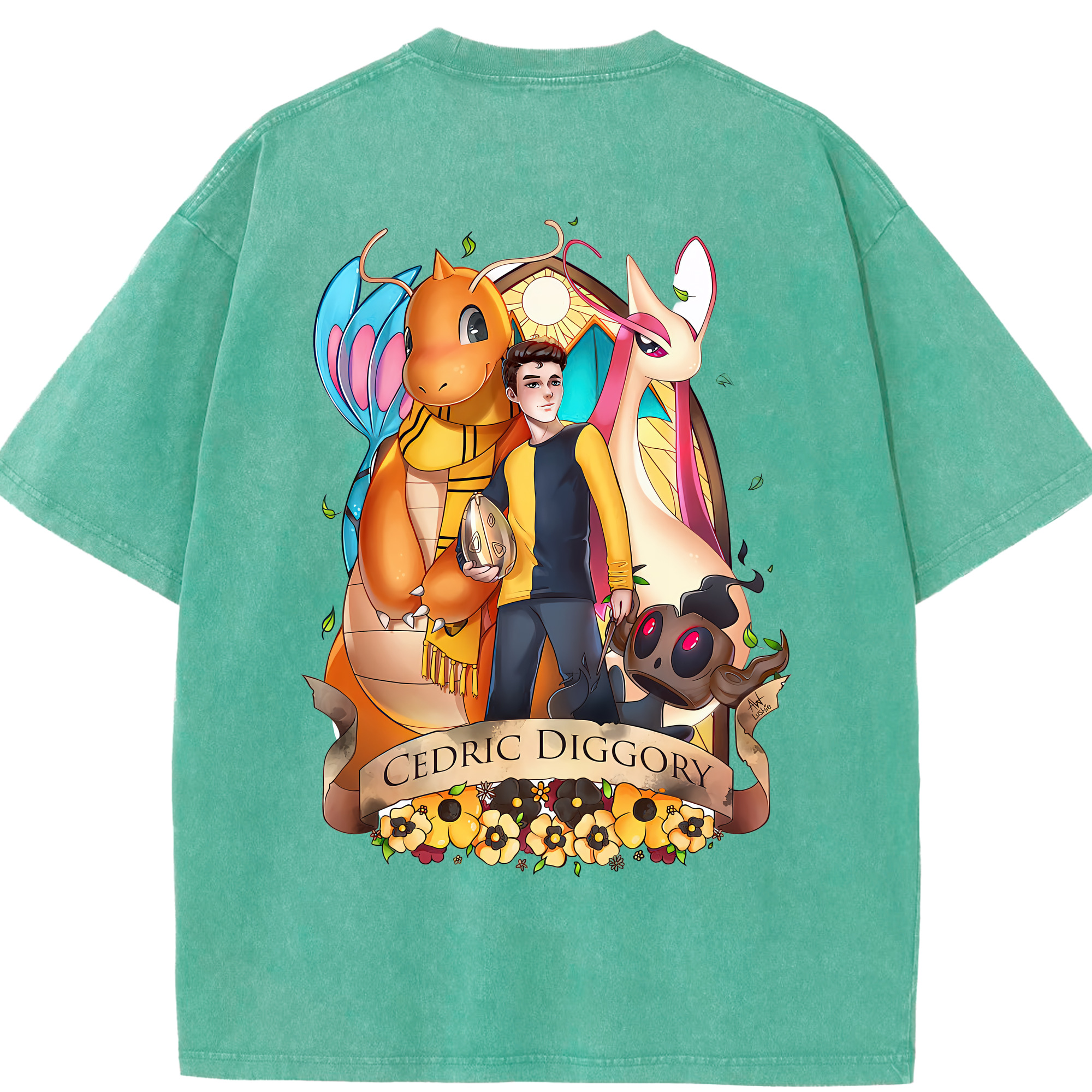 （画像用） Harry Potter ハリー・ポッターシリーズ 綿100% ヴィンテージ風 半袖Tシャツ（背面プリント）